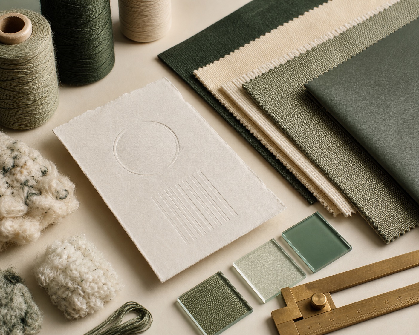 Textile yarns, fabric samples and a material traceability card